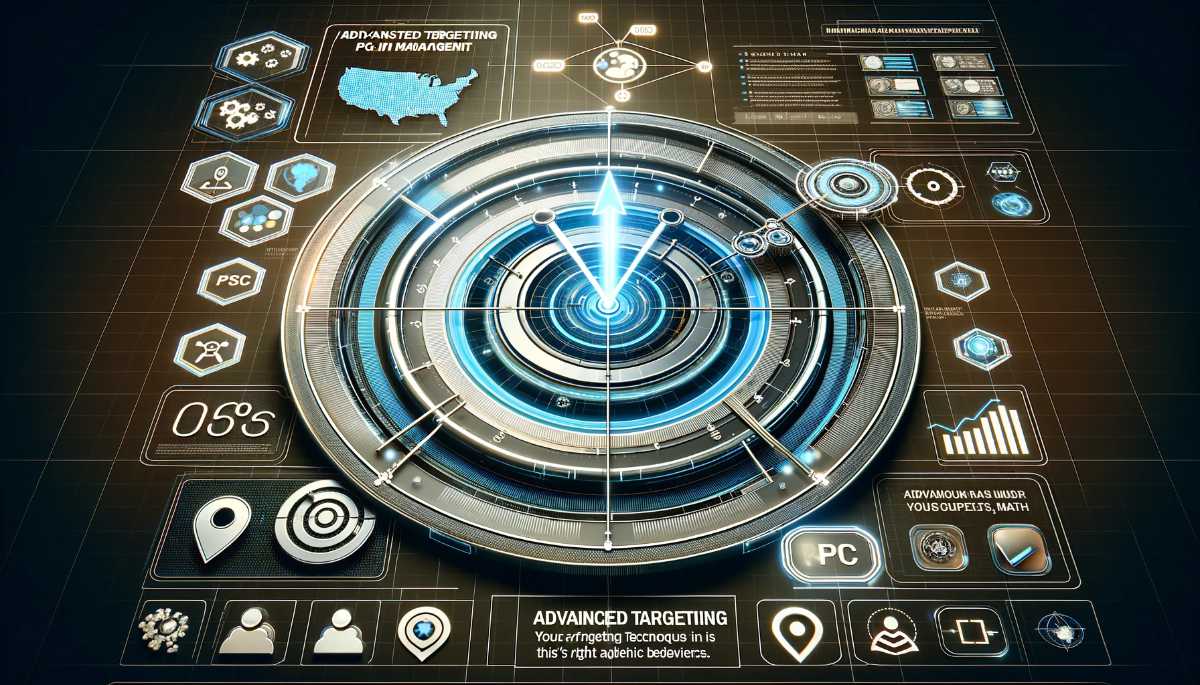 Illustrated targeting dashboard with a bullseye and campaign icons