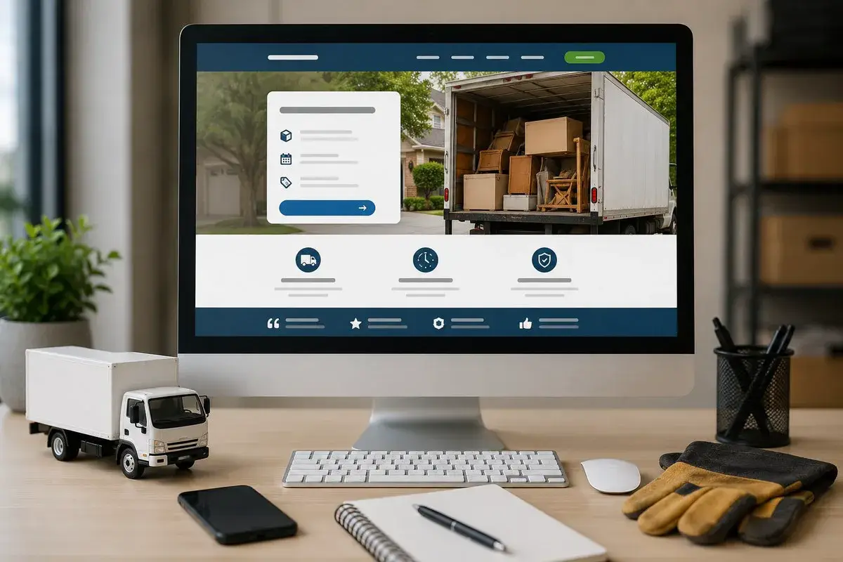 Junk hauling company website shown on a desktop monitor